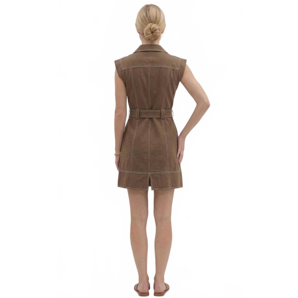 NEW ENTRO tailored outlaw dress in brown - Picture 3 of 5